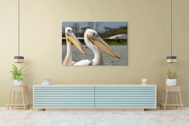 Tablou Canvas, "Pelicani la malul apei", 150 x 100 cm – poza 6