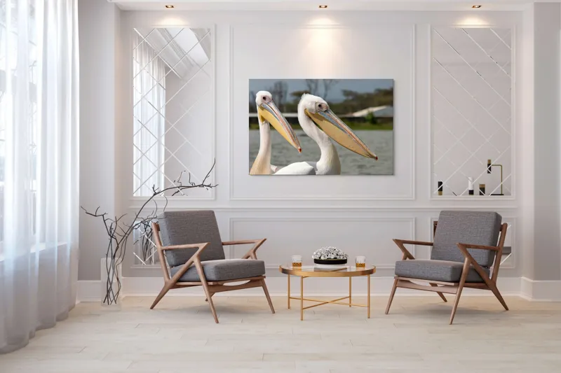 Tablou Canvas, "Pelicani la malul apei", 150 x 100 cm – poza 7