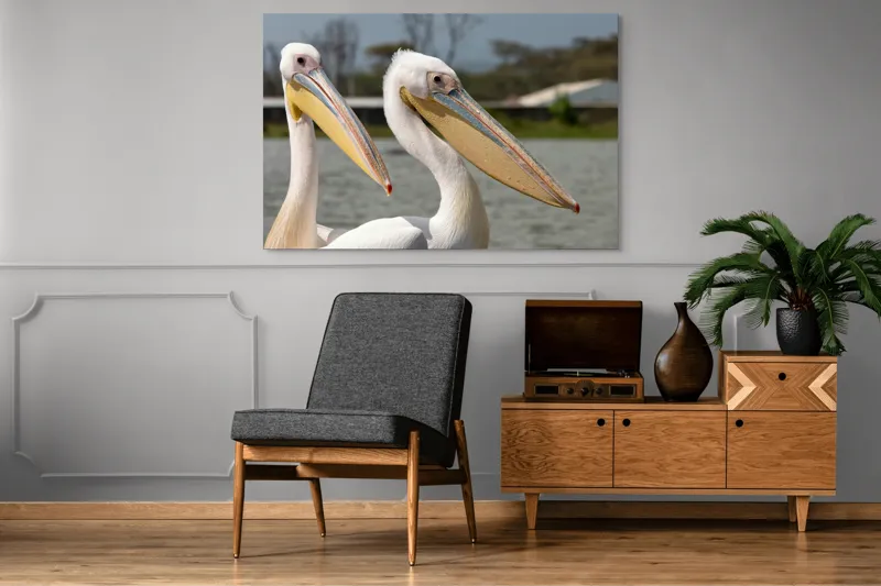 Tablou Canvas, "Pelicani la malul apei", 150 x 100 cm – poza 8