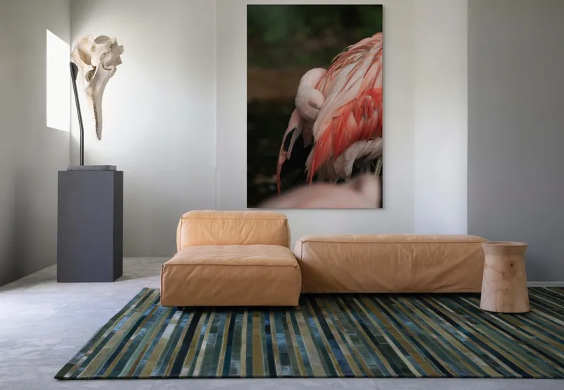 Tablou Canvas, "Flamingo adormit în culori delicate", Roz, Penaj, Flamingo, Delicat, Serenitate, Odihnă, Natură, Eleganță., 100 x 150 cm – poza 7