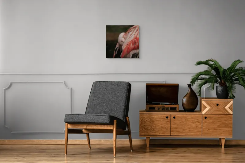 Tablou Canvas, "Flamingo adormit în culori delicate", Roz, Penaj, Flamingo, Delicat, Serenitate, Odihnă, Natură, Eleganță., 50 x 50 cm – poza 6