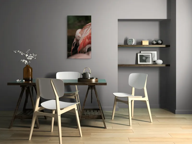 Tablou Canvas, "Flamingo adormit în culori delicate", Roz, Penaj, Flamingo, Delicat, Serenitate, Odihnă, Natură, Eleganță., 50 x 90 cm – poza 4