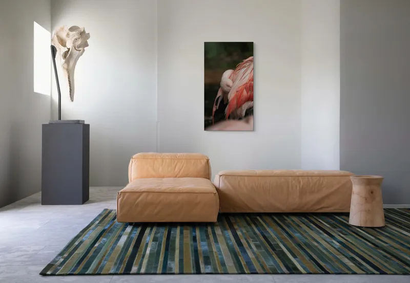 Tablou Canvas, "Flamingo adormit în culori delicate", Roz, Penaj, Flamingo, Delicat, Serenitate, Odihnă, Natură, Eleganță., 50 x 90 cm – poza 5