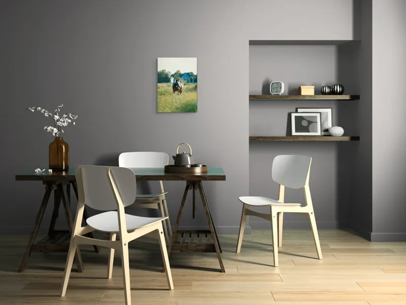 Tablou Canvas, "Cal în câmpie la apusul soarelui", Calm, Natural, Verdeață, Serenitate, Cabalin, Rural, Peisaj, Soare, Liniște, Frumusețe., 39 x 54 cm – poza 7