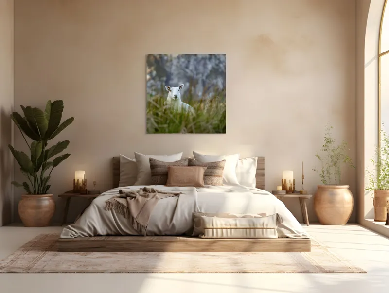 Tablou Canvas, "Oaia curioasă din poieniță verde", I don't know who this is., 100 x 100 cm – poza 4