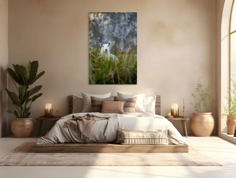 Tablou Canvas, "Oaia curioasă din poieniță verde", I don't know who this is., 100 x 150 cm – poza 3