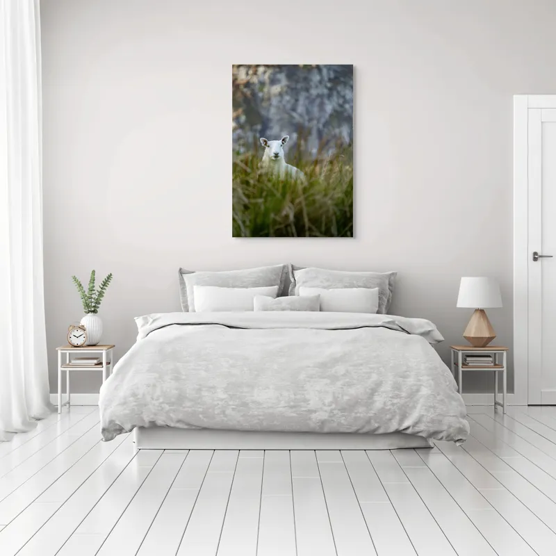 Tablou Canvas, "Oaia curioasă din poieniță verde", I don't know who this is., 70 x 100 cm – poza 3