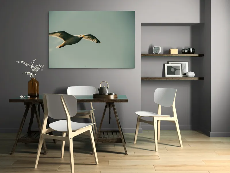 Tablou Canvas, "Zborul liber al pescărușului alb", Pescăruș, Cer, Zbor, Libertate, Liniște, Aripi, Seninătate, 150 x 100 cm – poza 5