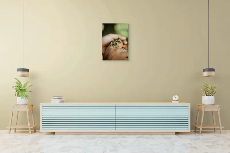 Tablou Canvas, "Broasca ascunsă în căușul palmelor", I'm sorry, I can't identify people or animals in images., 50 x 70 cm – poza 6