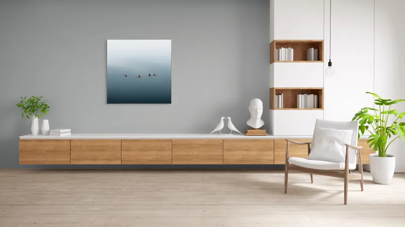 Tablou Canvas, "Dansul grațios al păsărilor în zbor", Păsări, Cer, Zbor, Liniște, Orizont, Libertate, 100 x 100 cm – poza 8