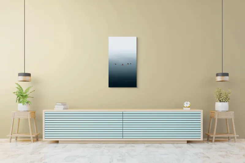 Tablou Canvas, "Dansul grațios al păsărilor în zbor", Păsări, Cer, Zbor, Liniște, Orizont, Libertate, 50 x 90 cm – poza 6