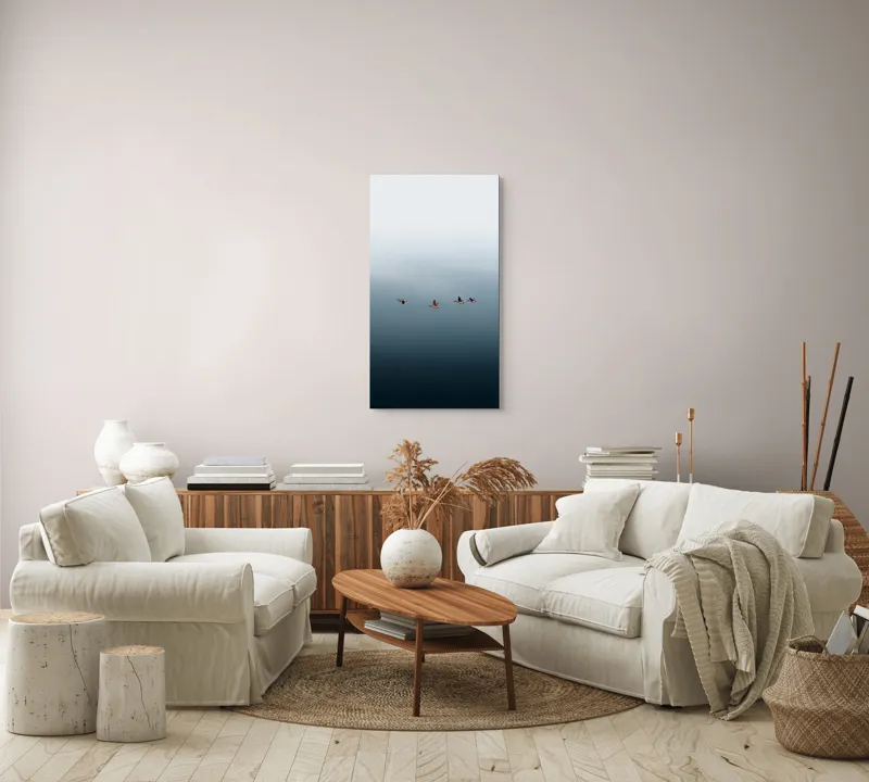 Tablou Canvas, "Dansul grațios al păsărilor în zbor", Păsări, Cer, Zbor, Liniște, Orizont, Libertate, 50 x 90 cm – poza 7