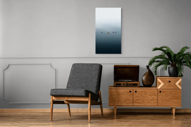 Tablou Canvas, "Dansul grațios al păsărilor în zbor", Păsări, Cer, Zbor, Liniște, Orizont, Libertate, 50 x 90 cm – poza 8