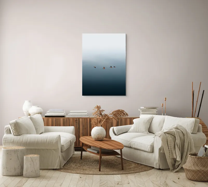 Tablou Canvas, "Dansul grațios al păsărilor în zbor", Păsări, Cer, Zbor, Liniște, Orizont, Libertate, 70 x 100 cm – poza 4