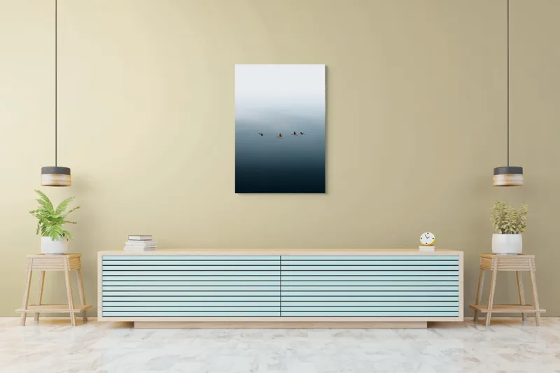 Tablou Canvas, "Dansul grațios al păsărilor în zbor", Păsări, Cer, Zbor, Liniște, Orizont, Libertate, 70 x 100 cm – poza 5