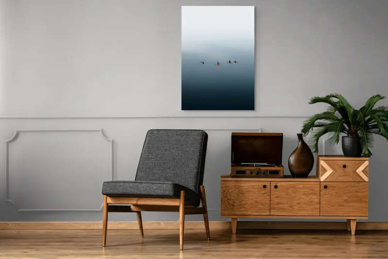 Tablou Canvas, "Dansul grațios al păsărilor în zbor", Păsări, Cer, Zbor, Liniște, Orizont, Libertate, 70 x 100 cm – poza 6