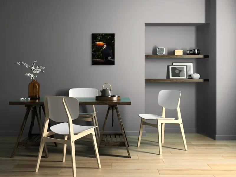 Tablou Canvas, "Tucanul sub umbrele pădurii tropicale", Colorat, Exotism, Contrast, Natură, Vibrant, Spectaculos, Eleganță, Fascinant, Misterios, 39 x 54 cm – poza 7