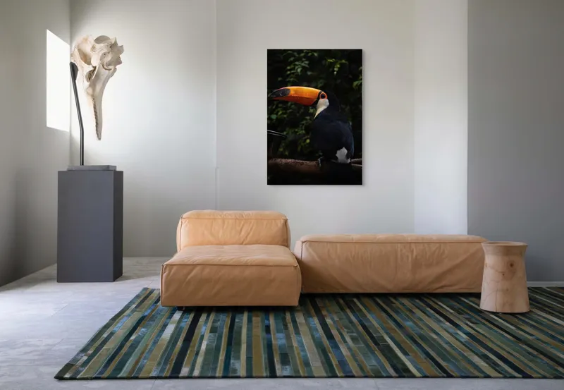 Tablou Canvas, "Tucanul sub umbrele pădurii tropicale", Colorat, Exotism, Contrast, Natură, Vibrant, Spectaculos, Eleganță, Fascinant, Misterios, 70 x 100 cm – poza 7