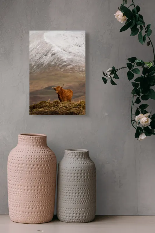 Tablou Canvas, "Văile munților și boul singuratic", Iubire, Libertate, Sălbăticie, Solitudine, Măreție, Natură, Pășune, Răceală, Liniște, Reflecție, 26 x 39 cm – poza 6