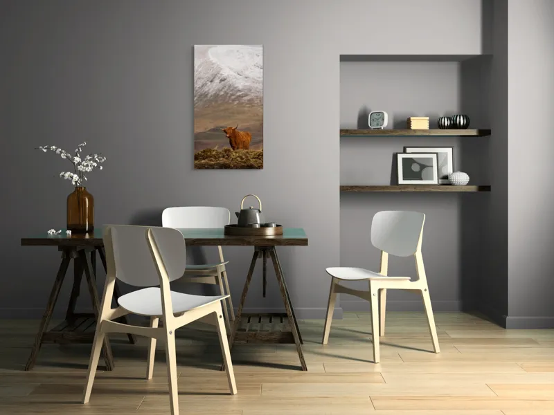 Tablou Canvas, "Văile munților și boul singuratic", Iubire, Libertate, Sălbăticie, Solitudine, Măreție, Natură, Pășune, Răceală, Liniște, Reflecție, 50 x 90 cm – poza 4