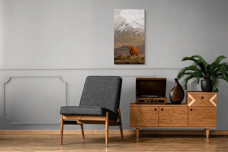 Tablou Canvas, "Văile munților și boul singuratic", Iubire, Libertate, Sălbăticie, Solitudine, Măreție, Natură, Pășune, Răceală, Liniște, Reflecție, 50 x 90 cm – poza 8
