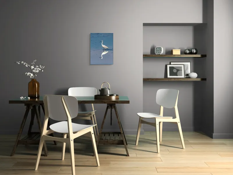 Tablou Canvas, "Egreta și reflecția în apă liniștită", Reflecție, Liniște, Eleganță, Apă, Pasăre, Serenitate, Albastru, Natură, 39 x 54 cm – poza 7