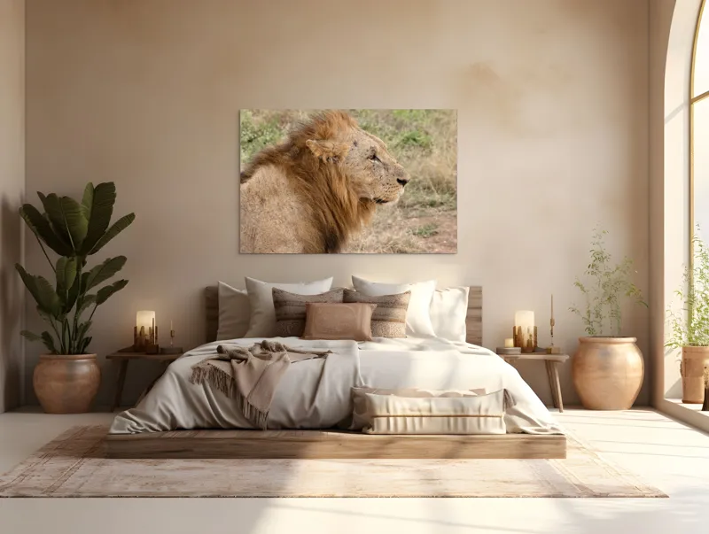 Tablou Canvas, "Regele savanei privind orizontul", Leu, Mândru, Impunător, Seren, Regal, Natură, Sălbatic, Puternic, Neînfricat, Magnific, 150 x 100 cm – poza 4