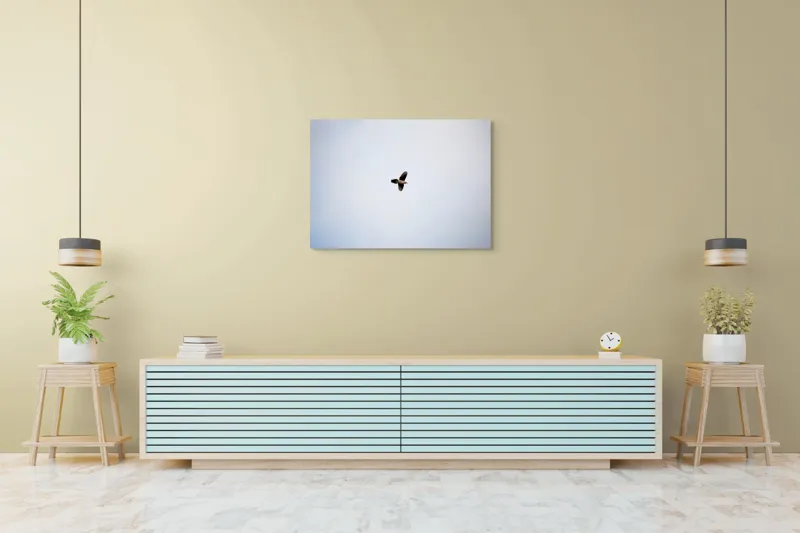 Tablou Canvas, "Pasărea în zbor spre zare", Pasăre, Cer, Vedere, Zbor, Aripi, Singurătate, Liniște, Înalțime, 100 x 70 cm – poza 4