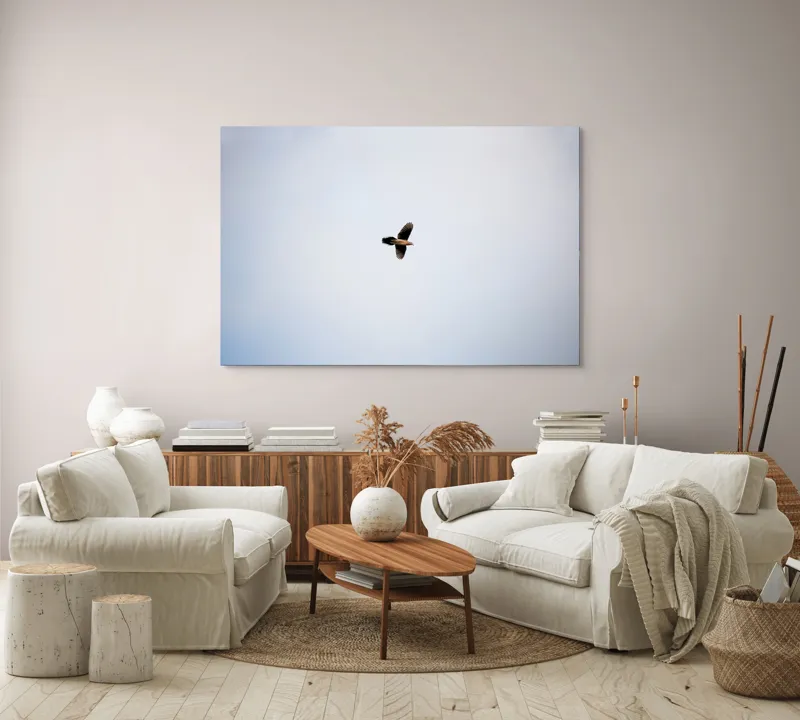 Tablou Canvas, "Pasărea în zbor spre zare", Pasăre, Cer, Vedere, Zbor, Aripi, Singurătate, Liniște, Înalțime, 150 x 100 cm – poza 3
