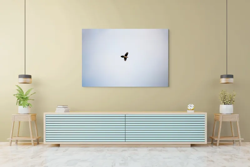 Tablou Canvas, "Pasărea în zbor spre zare", Pasăre, Cer, Vedere, Zbor, Aripi, Singurătate, Liniște, Înalțime, 150 x 100 cm – poza 6