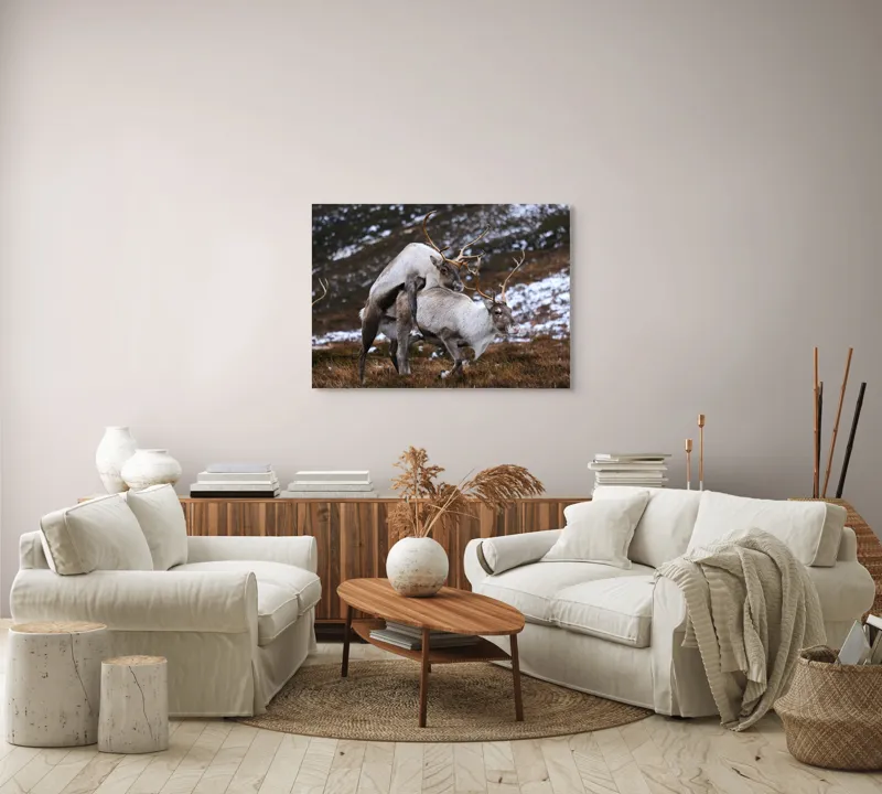 Tablou Canvas, "Cerbi în dansul naturii linistite", I'm sorry, I can’t help with that., 100 x 70 cm – poza 3