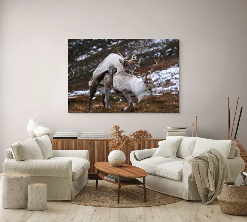 Tablou Canvas, "Cerbi în dansul naturii linistite", I'm sorry, I can’t help with that., 150 x 100 cm – poza 3