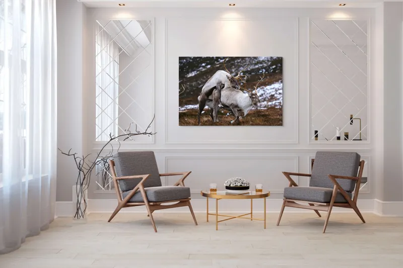 Tablou Canvas, "Cerbi în dansul naturii linistite", I'm sorry, I can’t help with that., 150 x 100 cm – poza 7