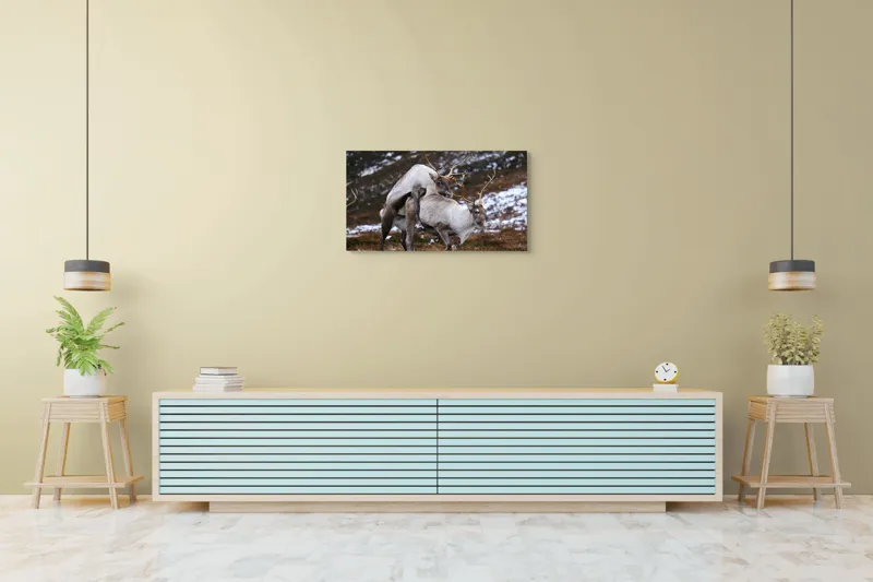 Tablou Canvas, "Cerbi în dansul naturii linistite", I'm sorry, I can’t help with that., 90 x 50 cm – poza 5