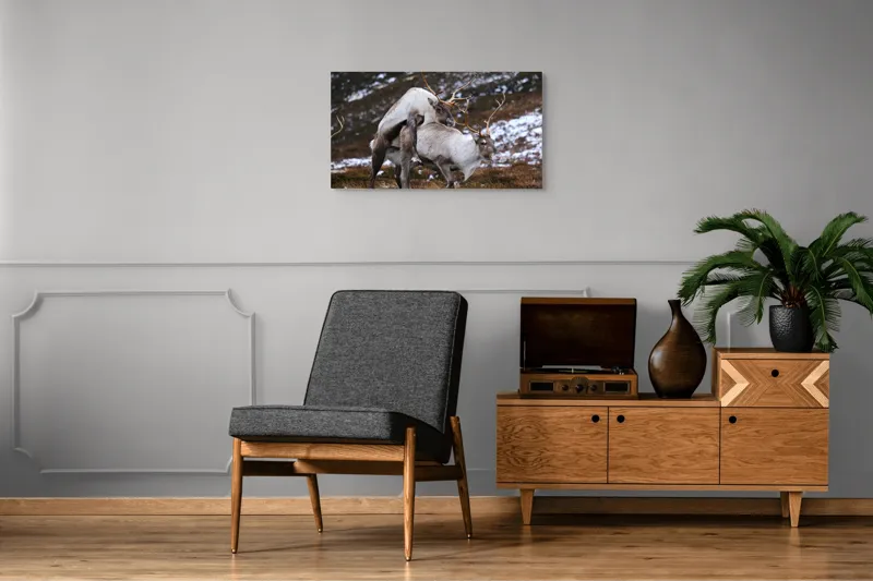 Tablou Canvas, "Cerbi în dansul naturii linistite", I'm sorry, I can’t help with that., 90 x 50 cm – poza 6