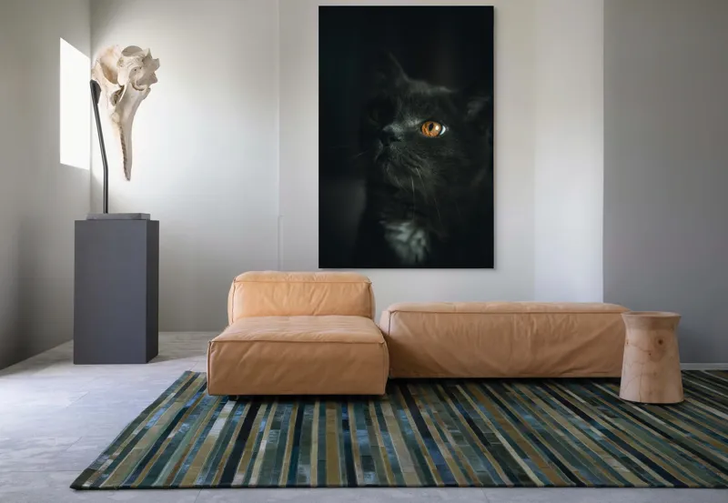 Tablou Canvas, "Privirea enigmatică a pisicii negre", Mister, Eleganță, Privire, Pisică, Întuneric, Blană, Ochii, Misterios, 100 x 150 cm – poza 7