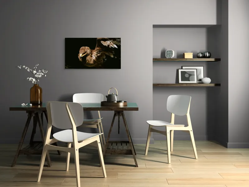 Tablou Canvas, "Vultur în zbor majestuos spre cer", Vultur, Aripi, Penaj, Contrast, Majestuos, Întuneric, Lupător, Zbor, Forță, Pradă, 90 x 50 cm – poza 3