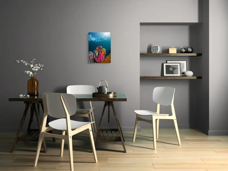 Tablou Canvas, "Raiul subacvatic al recifurilor de corali", Spectacol, Subacvatic, Culoare, Corali, Pește, Soare, Razele, Apă, Strălucire, Frumusețe., 39 x 54 cm – poza 7