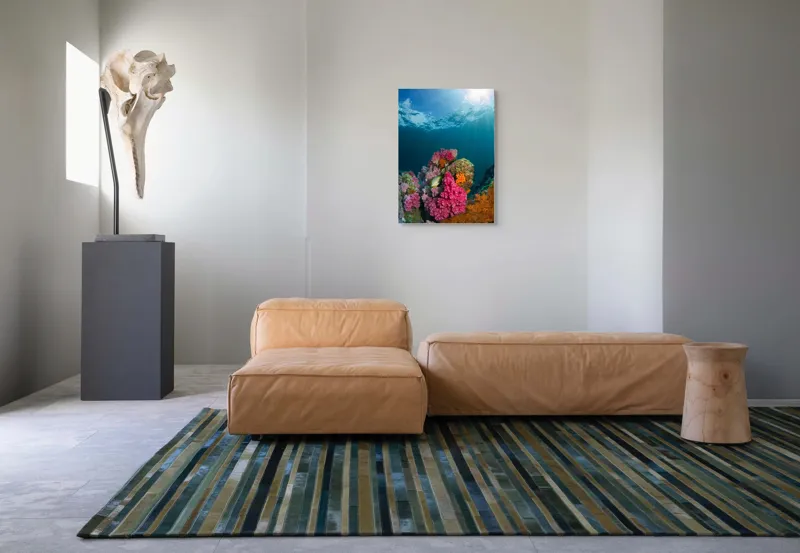 Tablou Canvas, "Raiul subacvatic al recifurilor de corali", Spectacol, Subacvatic, Culoare, Corali, Pește, Soare, Razele, Apă, Strălucire, Frumusețe., 50 x 70 cm – poza 7