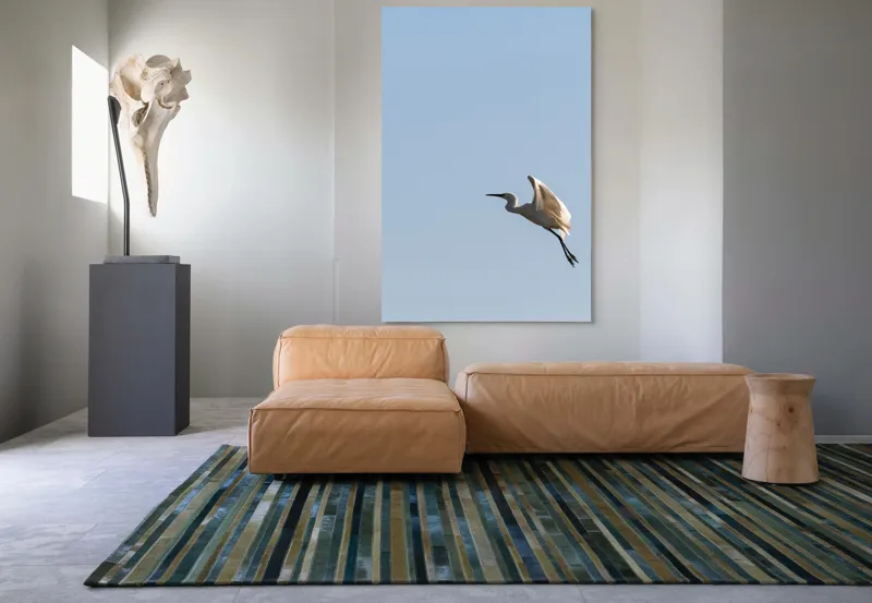 Tablou Canvas, "Egretul zburând sub cer senin", Pasăre, Zbor, Cer, Lumină, Libertate, Aripi, Serenitate, 100 x 150 cm – poza 7