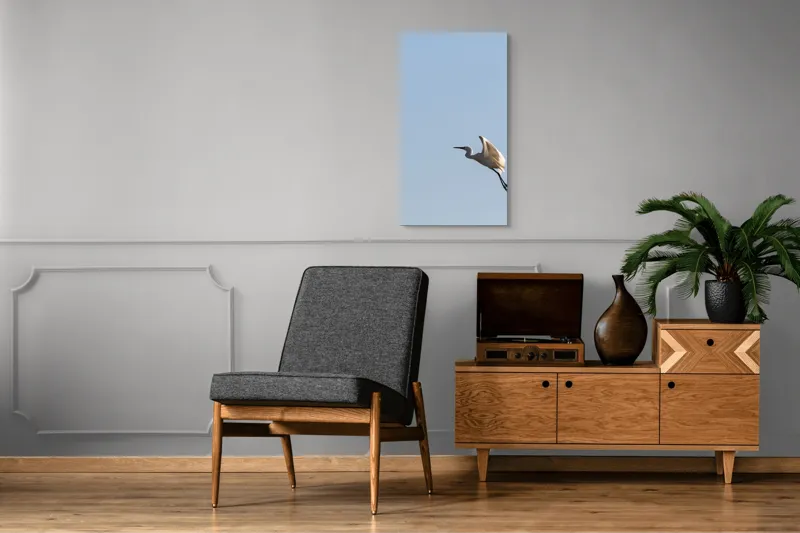 Tablou Canvas, "Egretul zburând sub cer senin", Pasăre, Zbor, Cer, Lumină, Libertate, Aripi, Serenitate, 50 x 90 cm – poza 8