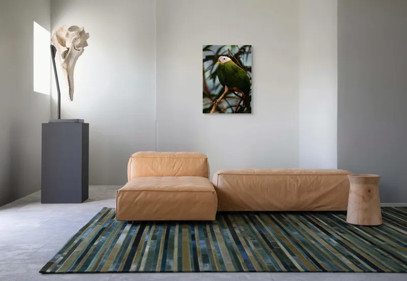 Tablou Canvas, "Papagalul verde pe o creangă.", Pasăre, Colorată, Frunze, Creangă, Natură, Penaj, Verde, Cioc., 50 x 70 cm – poza 7