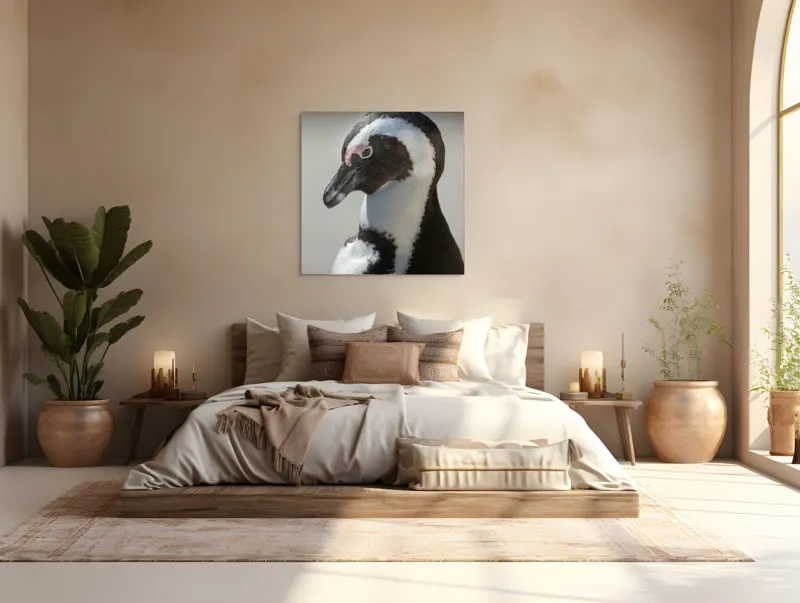 Tablou Canvas, "Întâlnirea cu pinguinul solitar alb-negru", I'm sorry, I can't identify individuals in photos., 100 x 100 cm – poza 4