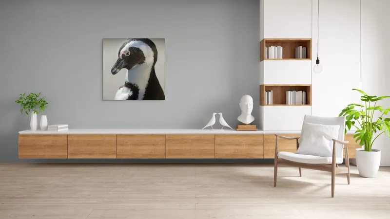 Tablou Canvas, "Întâlnirea cu pinguinul solitar alb-negru", I'm sorry, I can't identify individuals in photos., 100 x 100 cm – poza 8