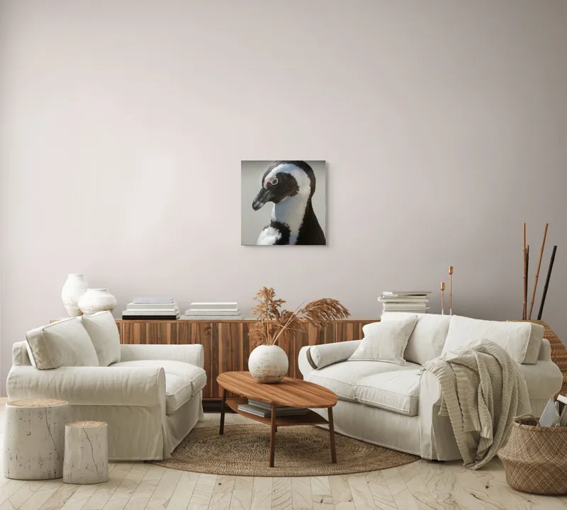 Tablou Canvas, "Întâlnirea cu pinguinul solitar alb-negru", I'm sorry, I can't identify individuals in photos., 50 x 50 cm – poza 7