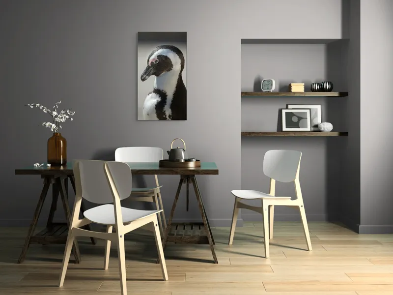 Tablou Canvas, "Întâlnirea cu pinguinul solitar alb-negru", 50 x 90 cm – poza 4