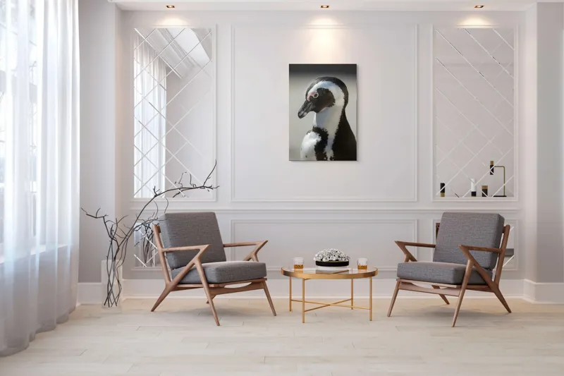 Tablou Canvas, "Întâlnirea cu pinguinul solitar alb-negru", I'm sorry, I can't identify individuals in photos., 70 x 100 cm – poza 8