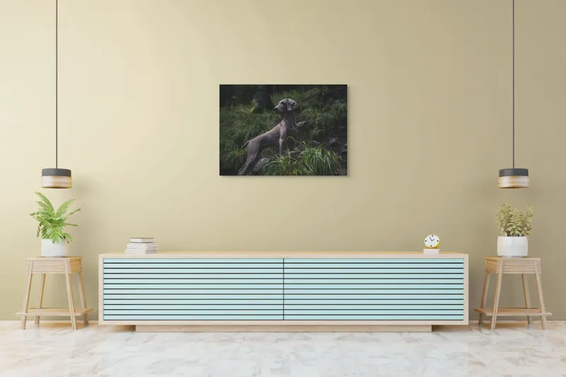 Tablou Canvas, "Câinele în pădurea întunecată", Majestic, Vigilant, Canine, Forest, Graceful, Alert, Stature, Nature, 100 x 70 cm – poza 4