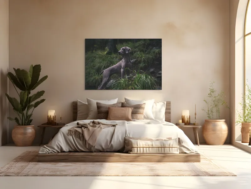 Tablou Canvas, "Câinele în pădurea întunecată", Majestic, Vigilant, Canine, Forest, Graceful, Alert, Stature, Nature, 150 x 100 cm – poza 4