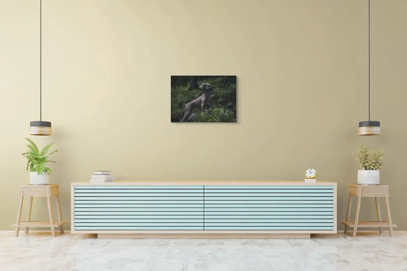 Tablou Canvas, "Câinele în pădurea întunecată", Majestic, Vigilant, Canine, Forest, Graceful, Alert, Stature, Nature, 70 x 50 cm – poza 7